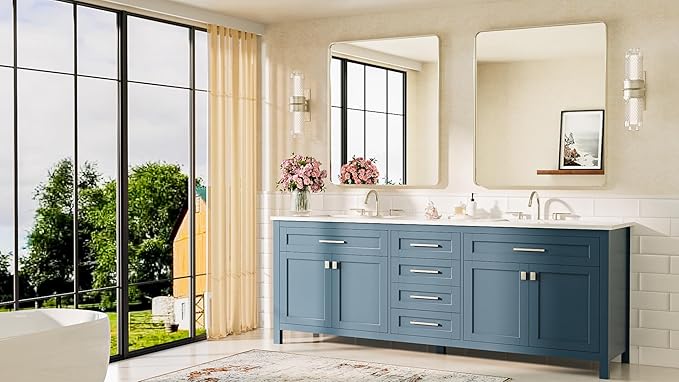 TETOTE Brushed Nickel Bathroom Mirror 30 x 36 Brushed Nickel Metal Framed - Image 8
