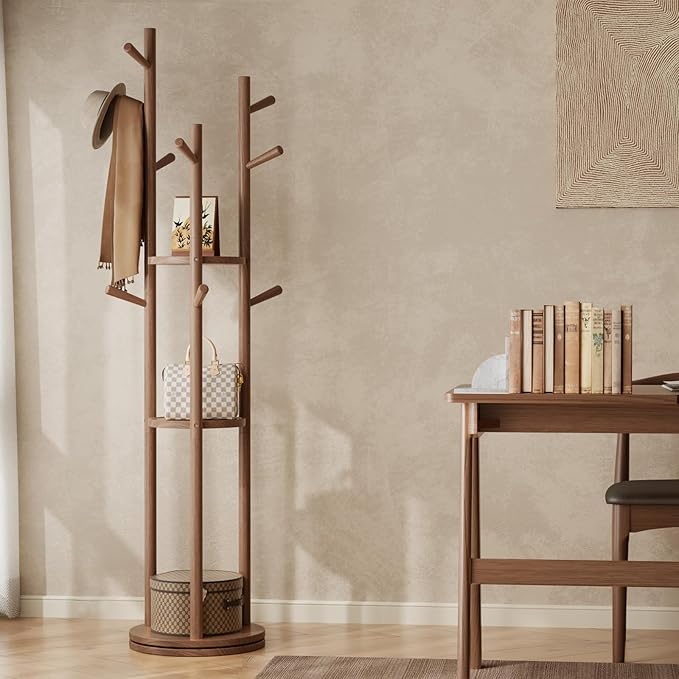 Solid Wood Rotary Coat Rack, Freestanding Coat Rack - Image 7