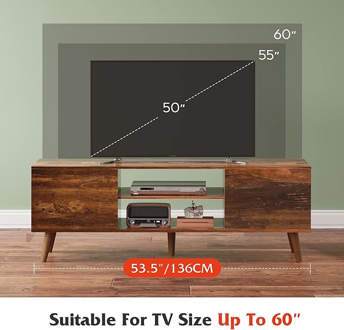 WLIVE TV Stand for 55 60 inch TV, Mid Century Modern TV Console, Entertainment - Image 5