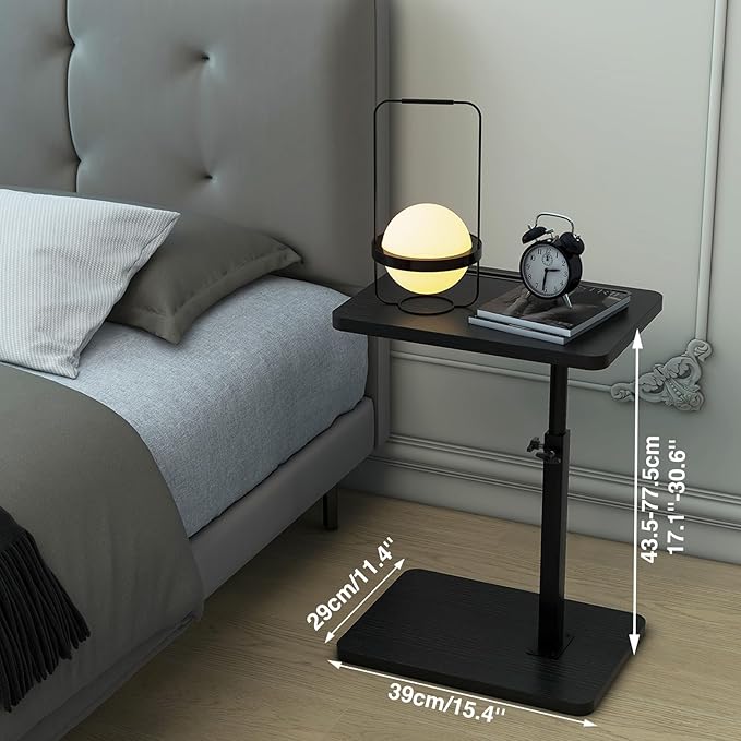 IBUYKE Tray Table for Couch, 360° Swivel Height Adjustable End Table for Small - Image 2