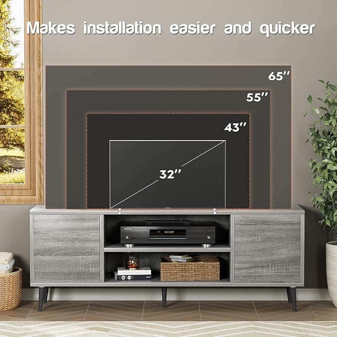 YESHOMY Modern TV Stand for 65" Television, Entertainment Center - Image 4