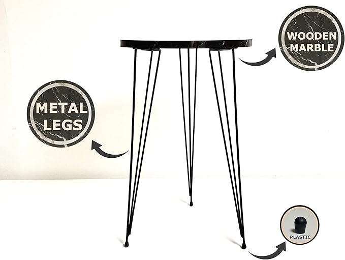 PAK HOME - Set of 2 End Table - High Gloss Grey Wood Round Sofa Side Coffee - Image 9