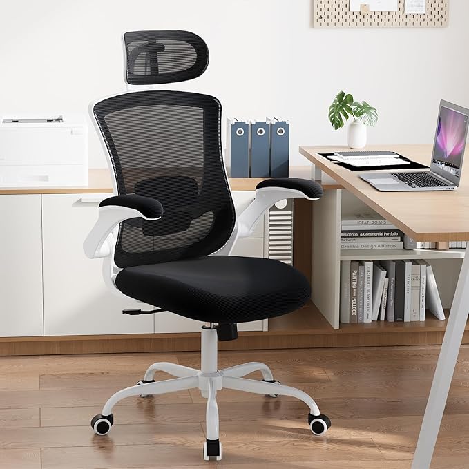 High Back Office Chair with Adjustable Lumbar Support & Headrest, Ergonomic by COLAMYINC