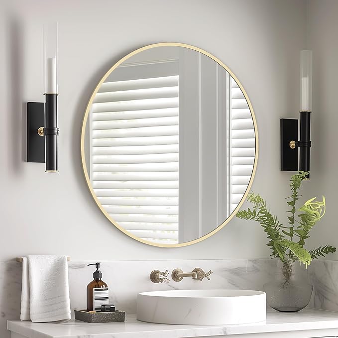 HOMECOOKIN Round Wall Mirror 20" Gold Circle Mirror - Image 2