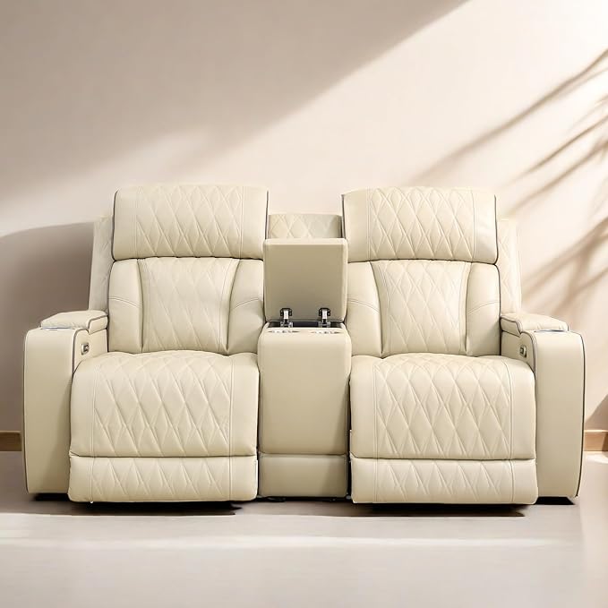 Loveseat Recliner Sofa, Reclining Loveseat Leather Couch by FONTOI