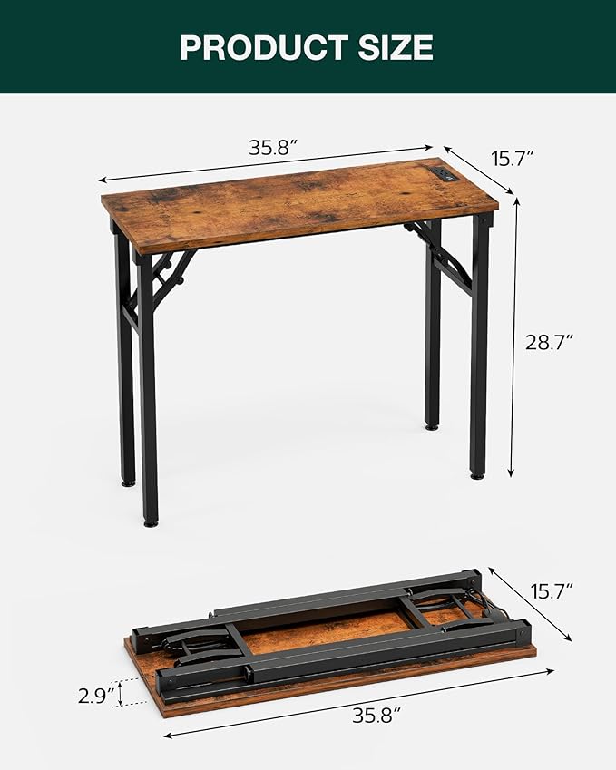 Frylr Small Folding Computer Desk – 35.8 Inch Portable Table - Image 2