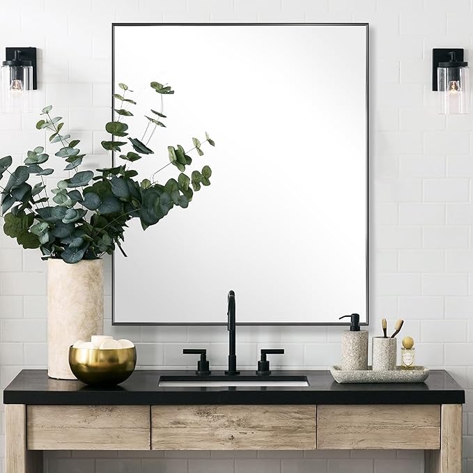 30x36 Inch Black Bathroom Mirror by Bonverre
