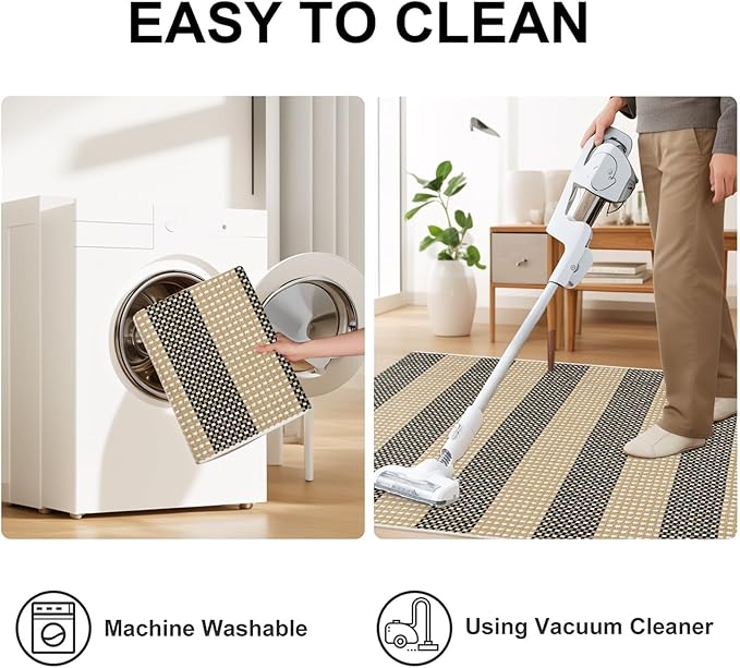 OJIA Tan Washable Outdoor Rug 3'x5', Fall Front Door Mat Outside Entrance - Image 4
