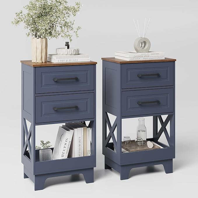 Tall Nightstand Set of 2 Side Table by ZYKZYKHOME