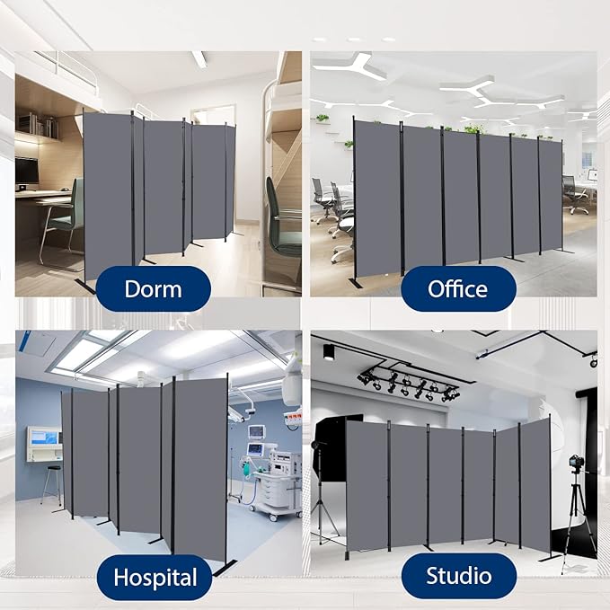Room Divider and Folding Privacy Screens， 6 Panel Wide Room Divider Wall Screen - Image 6