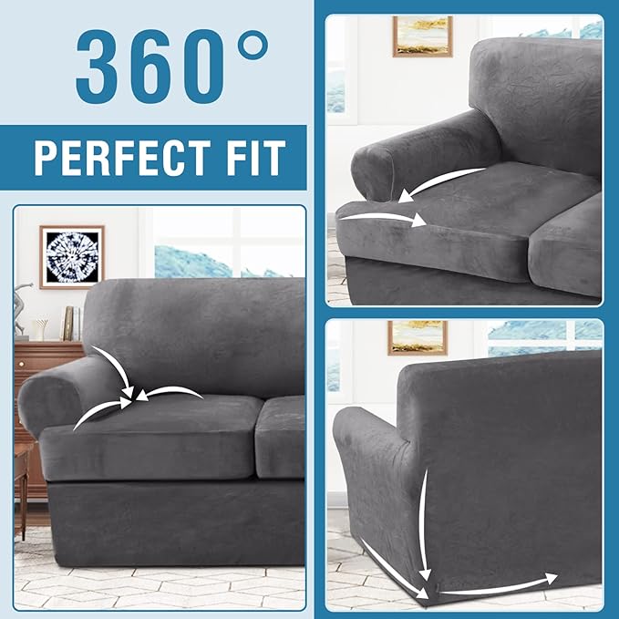 H.VERSAILTEX Sofa Cover 3 Piece T Cushion Sofa Slipcovers Thick Velvet Couch - Image 8
