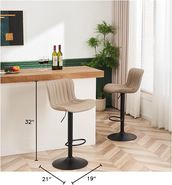 YOUNUOKE Counter Height Bar Stools Kitchen Island Barstools Set of 2 Adjustable - Image 2