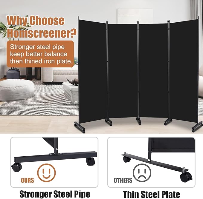 Room Divider Portable 88'' Partition Room Dividers and Folding Privacy Screens - Image 4