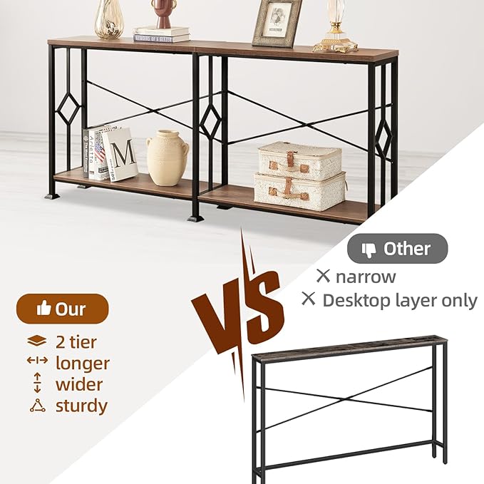 HOMISSUE Long Entryway Console Table, 70.9" Industrial Narrow Sofa Tables - Image 8