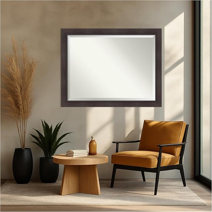 Amanti Art Brown Wall Mirror 36x46 Sloped Espresso Rectangle Bathroom Mirror - Image 6