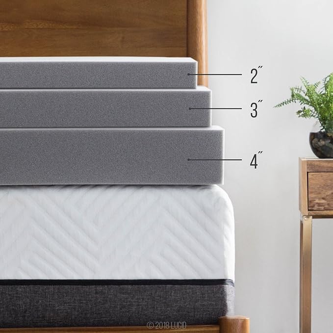 Lucid 4 Inch Bamboo Infused Memory Foam Mattress Topper - Image 4