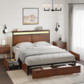 Full Bed Frame with Storage Headboard and 4 Drawers Bed Frame Full Size with by HAUSOURCE
