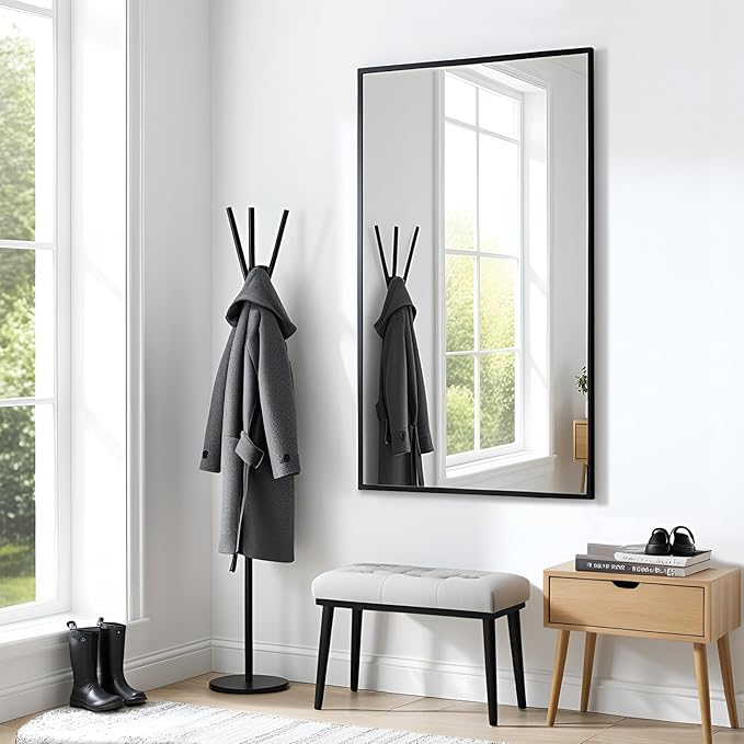 Modern 26"L x 40"W Black Wall Mounted Mirror, Rectangular, Thickened Stainless - Image 3