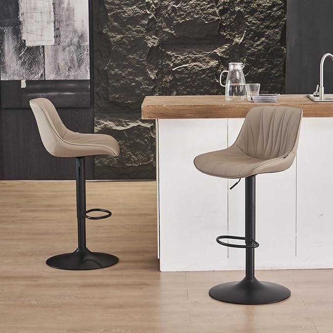 YOUNIKE Bar Stools Set of 2 for Kitchen Island, Khaki Swivel Tall Barstools - Image 9