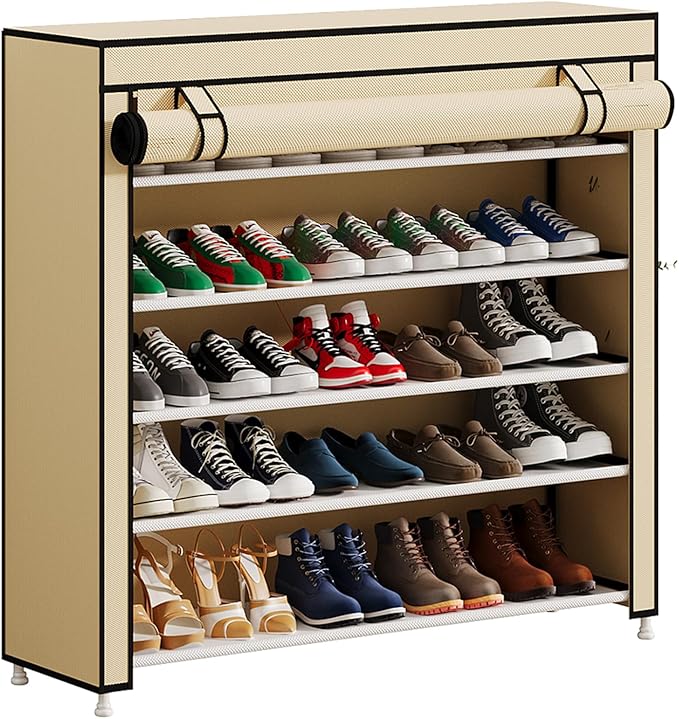 Calmootey 5 Tier Shoe Rack Organizer to Hold 25 Pairs, Portable Shoe Shelf by Calmootey