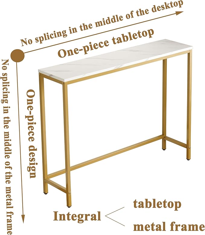 loglus Console Table for Entryway, Faux Marble MDF Sofa Table - Image 4