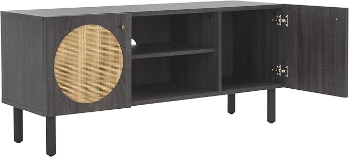 SAFAVIEH Home Collection Ophelia Distressed Black 2-Door 2-Shelf Entertainment - Image 7