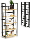 5 Tier Wood Book Shelf Organizer, No Assembly Bookshelf by SnapShelf