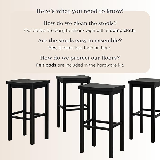 Grain & Grove Smith Collection Set of 4 Solid Wood Bar Stools, 30 inch - Image 5