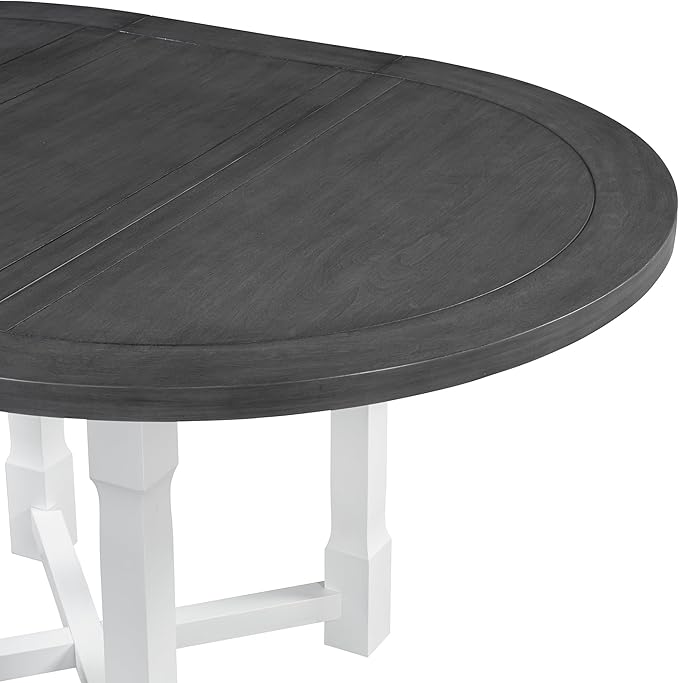 Merax 5-Piece Extendable Dining Table and 4 Upholstered Chairs, Round Oval - Image 10