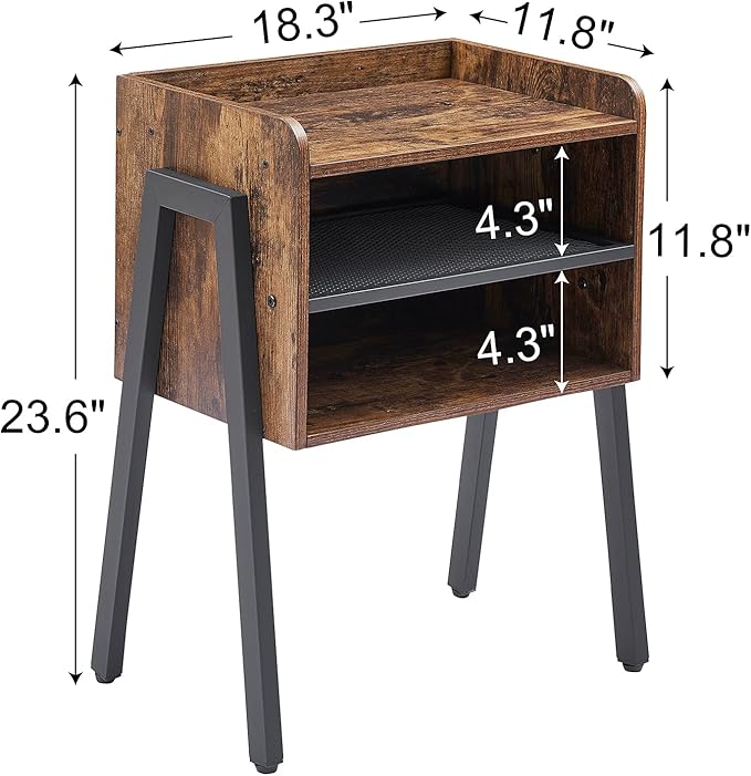 VECELO Nightstand Set of 2, Industrial End Table, Bedside Table - Image 3