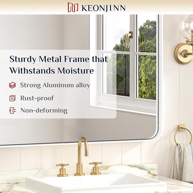 Keonjinn White Bathroom Vanity Mirror - Image 7