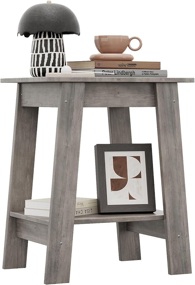 End Table with Double Storage Shelves, Small Space Side Table - Image 8