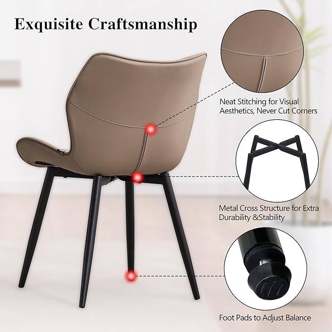YOUNIKE Dining Chairs Set of 2, Upholstered Leather Kitchen Dining Room Chairs - Image 5