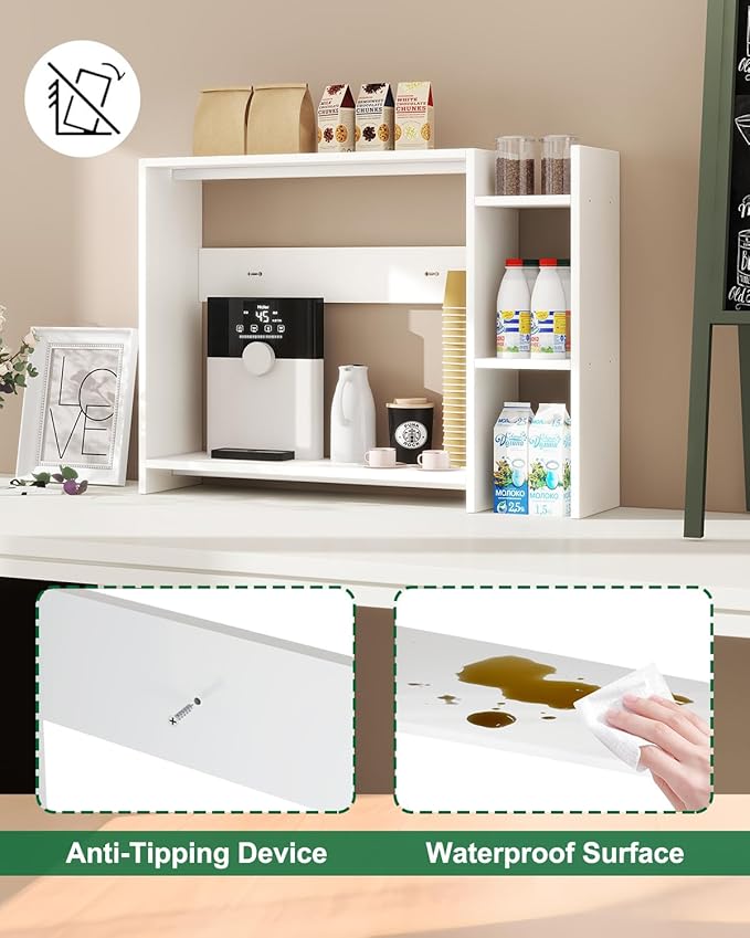 IBUYKE Desktop Bookshelf, 36.8" Desktop Organizer Shelf, Wood Desk Hutch - Image 4