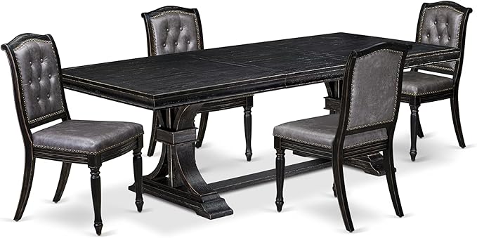 LEMA5-SBB-34-5-Piece Modern Dining Set Consists of a Dining Table and 4 Dark - Image 2