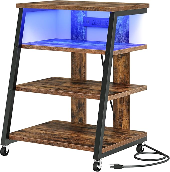 4-Tier AV Media Stand with Wheels, Stereo Stands, Media Console Shelf with - Image 9