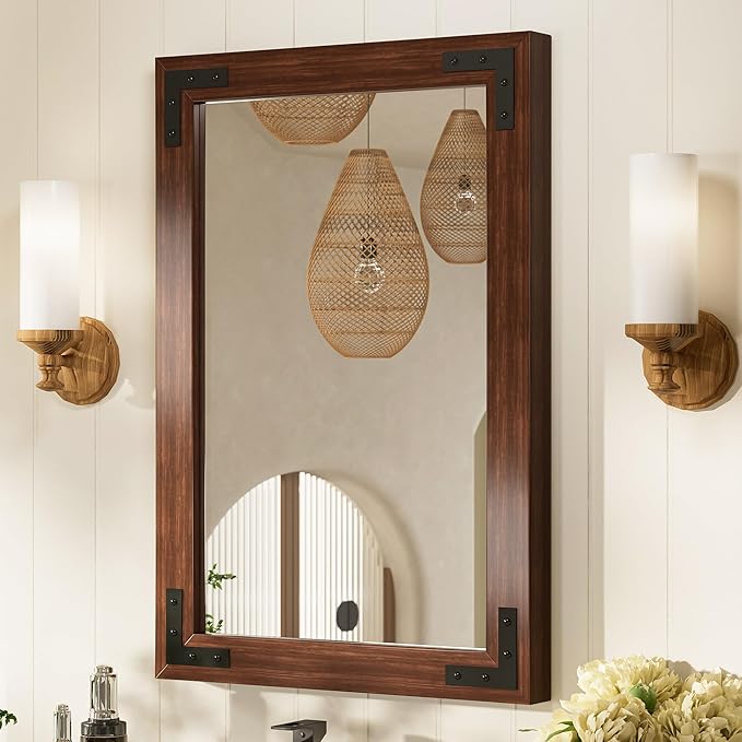 TETOTE 18 x 26 Walnut Wood Mirror by TETOTE