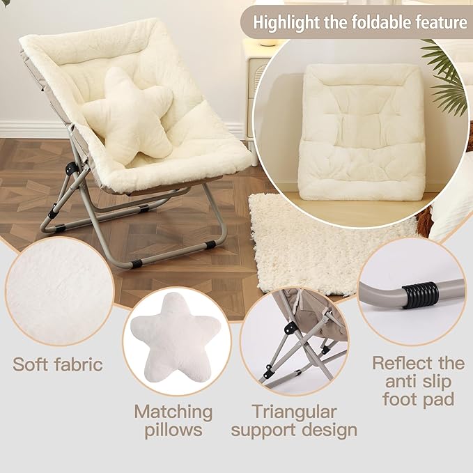 Welnow Comfy Saucer Chair, Oversized Folding Reading Chair - Image 4