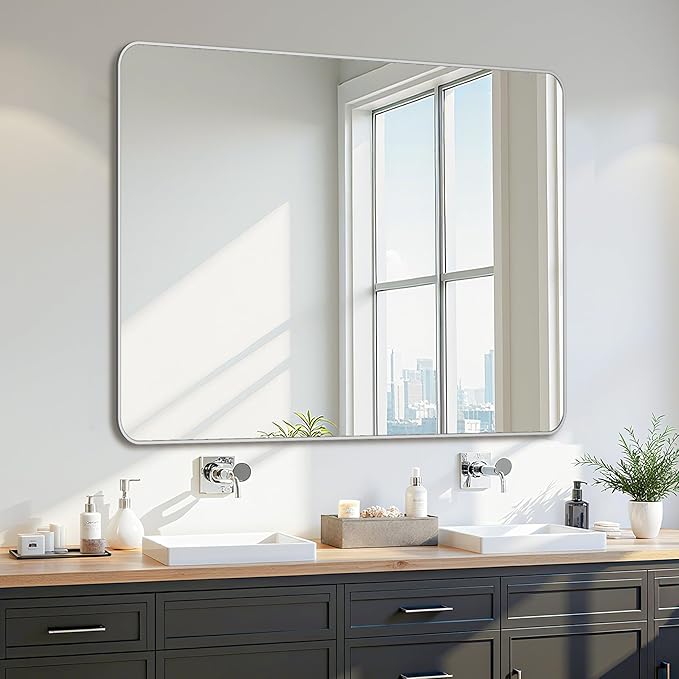 Bathroom Mirror 48" x 36", Large Rectangle Wall Mirror, Entryway Decor by Unknown