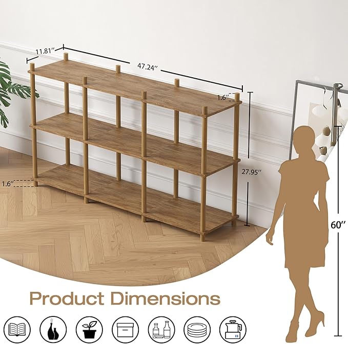 YGYQZ 3 Tier Short Book Shelf, 6 Cube Storage Shelf Organizer Bookshelf - Image 2