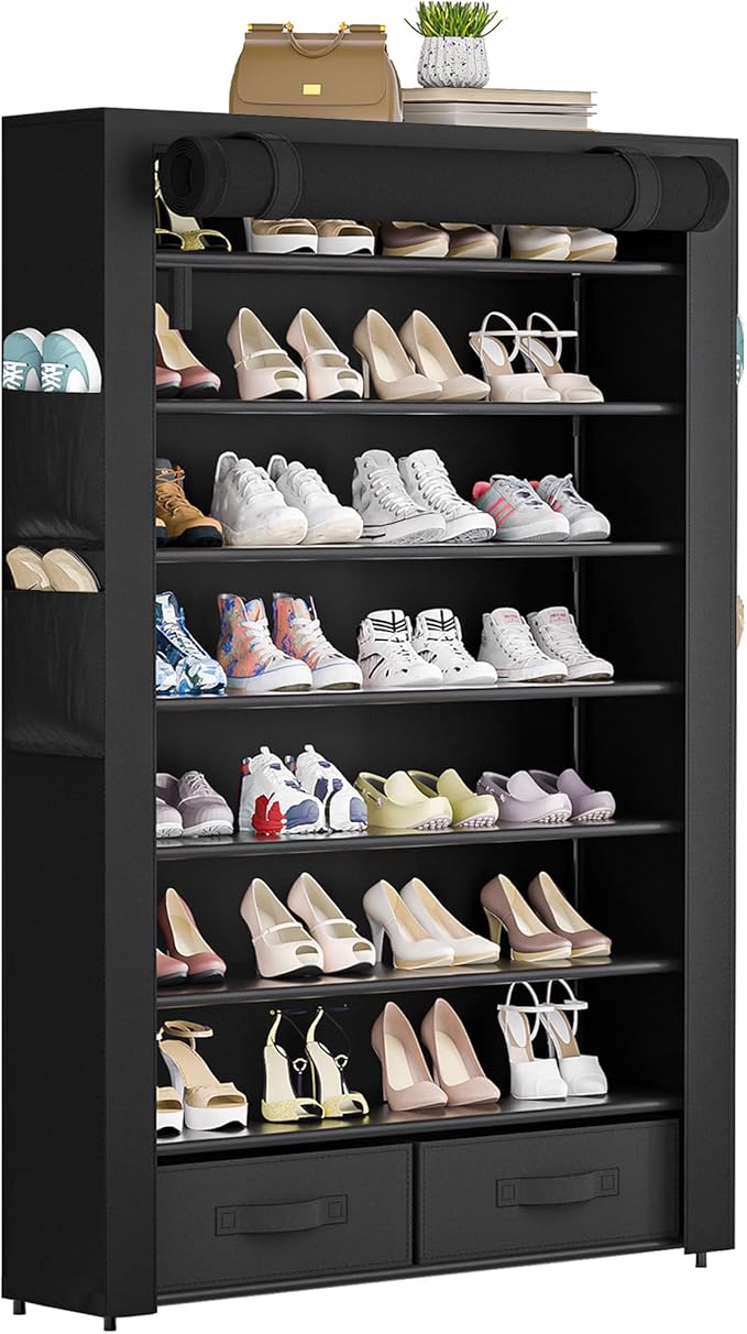 Tall Shoe Rack Dustproof Cabinet Large Capacity 8 Tier Shoe Organizer, 32-40 by OYREL