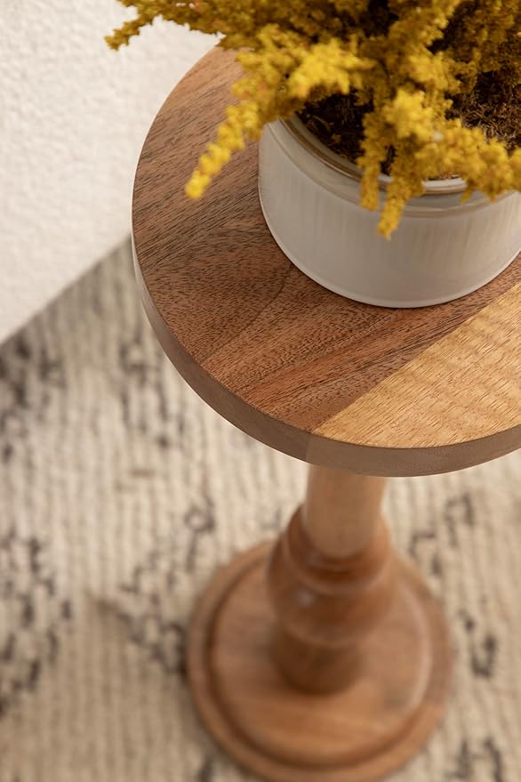 Kate and Laurel Wegner Transitional Wooden Round Drink Table, Natural Wood - Image 5