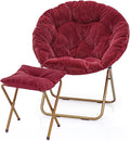 MoNiBloom Round Folding Faux Fur Saucer Chair by Monibloom
