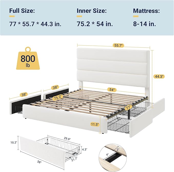 Allewie Modern Full Size Platform Bed Frame - Image 2