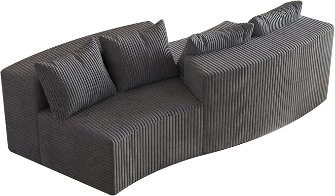 KEIKI Corduroy Curved Sectional Sofa, 2 Seater Symmetrical Modular Semi - Image 7
