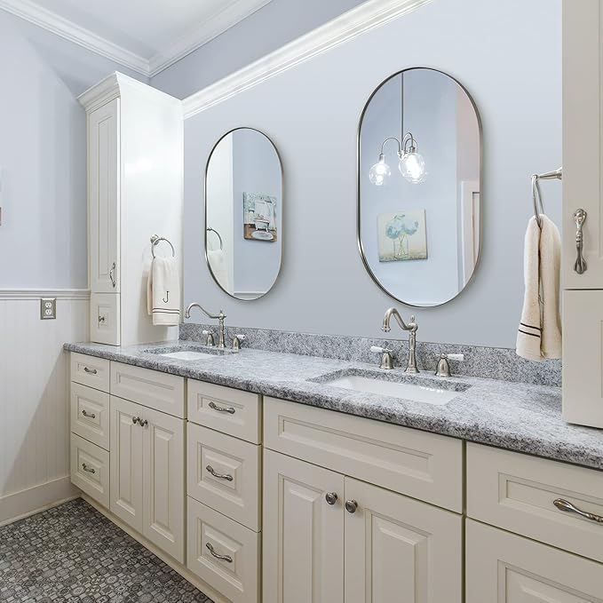 ANDY STAR Brushed Nickel Oval Bathroom Mirror, 20x33 inch Pill-Shaped Mirror - Image 8