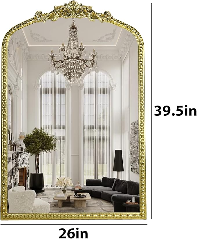Gold Vintage Mirror, Arched Antique Mirror - Image 3