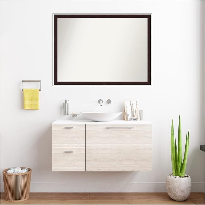 Amanti Art Bathroom Mirror for Over Sink, 30x41 Maya Espresso Silver Rectangle - Image 6