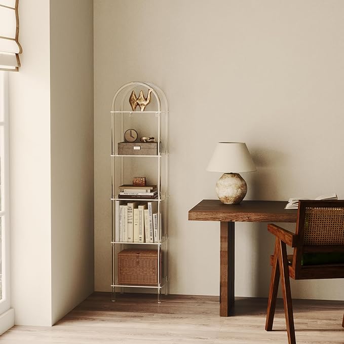 5-Tier Acrylic Arched Bookcase, 13.8''W x 11.8''D x 57.1''H, Open Display Book - Image 4
