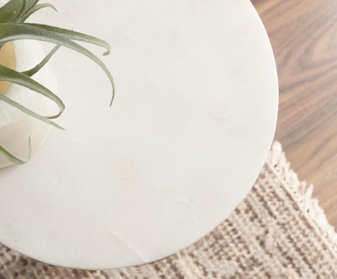 Kate and Laurel Helio Modern Round Marble Drink Table, Natural Marble Martini - Image 6